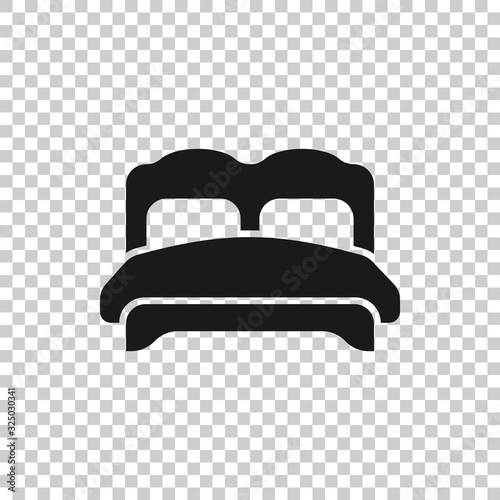 Bed icon in flat style. Bedroom sign vector illustration on white isolated background. Bedstead business concept.