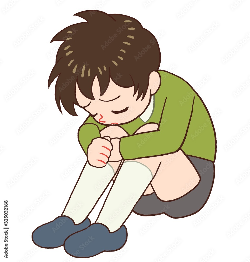 体育座り 落ち込む子供 Stock イラスト Adobe Stock