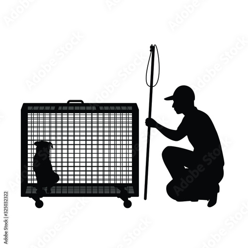 Dog catcher silhouette vector