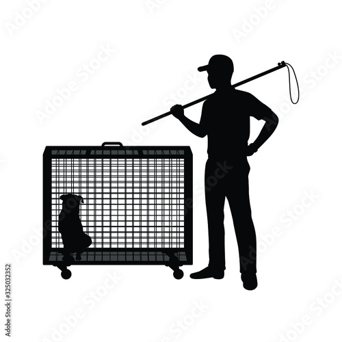 Dog catcher silhouette vector