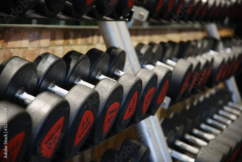 Dumbbells on rack