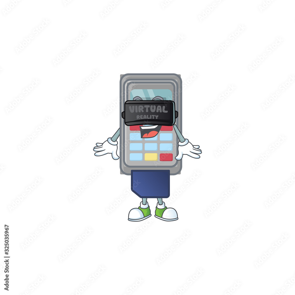 Fototapeta premium A smart character of POS machine with Virtual reality headset