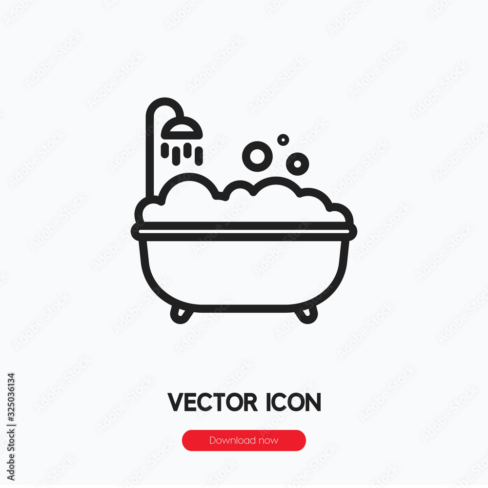 Bath icon vector. Linear style sign for mobile concept and web design. Bath symbol illustration. Pixel vector graphics - Vector. Bath icon vector. Linear style sign for mobile concept and web design. Bath symbol illustration. Pixel vector graphics - Vector.