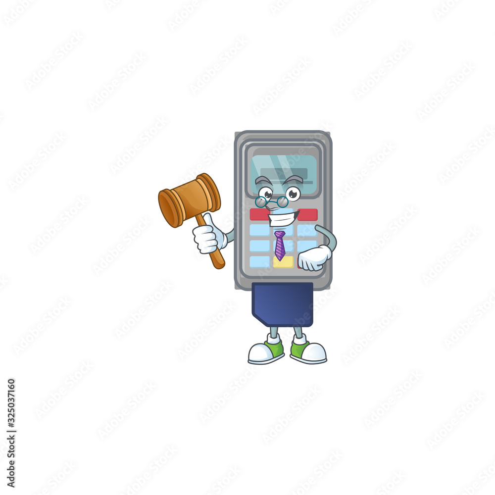 A wise Judge POS machine in comic strip character design A wise Judge POS machine in comic strip character design