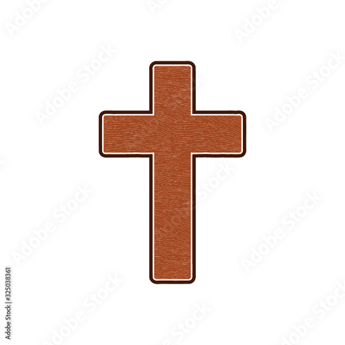 Wooden Christian cross abstract pattern. Wooden cross icon