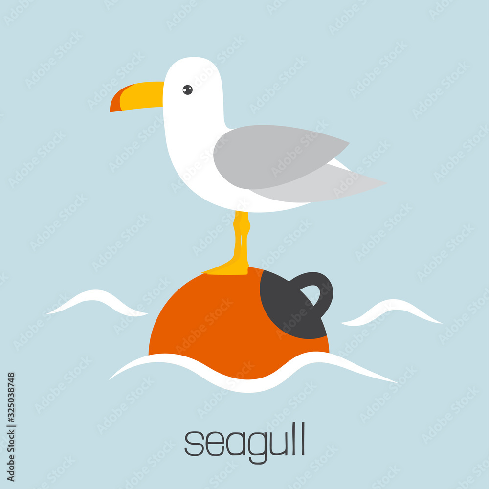 Naklejka premium cute card with seagull