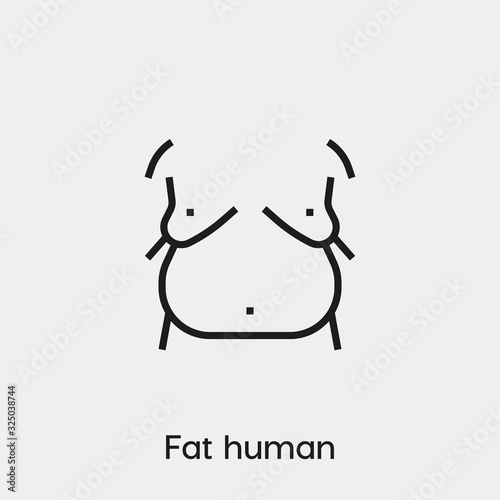 Fat human icon vector. Linear style sign for mobile concept and web design. Fat symbol illustration. Pixel vector graphics - Vector.	