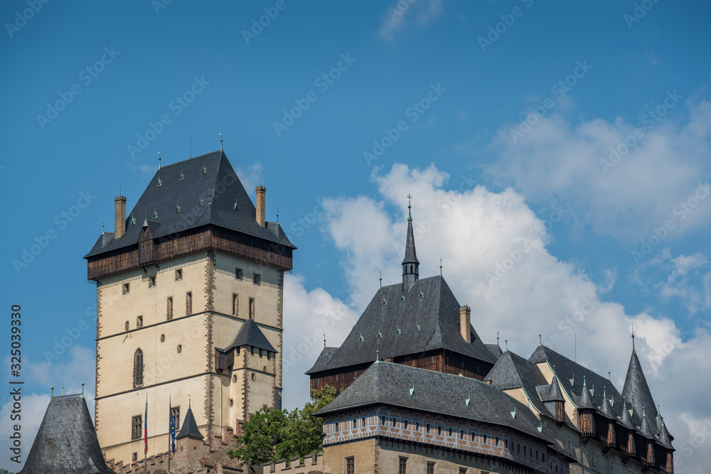 Karlstein castle. Historic Czech republic landmark of Karlstein castle