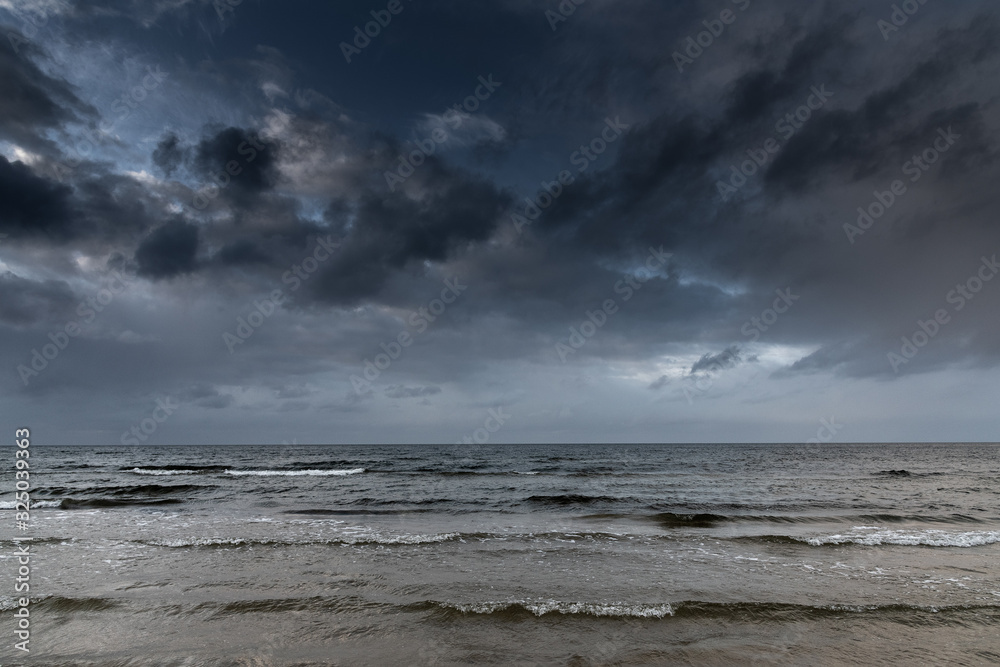Gulf of Riga, Baltic sea in gray february day.