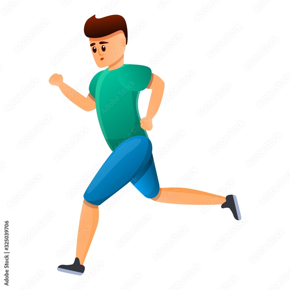 Boy morning running icon. Cartoon of boy morning running vector icon for web design isolated on white background Boy morning running icon. Cartoon of boy morning running vector icon for web design isolated on white background