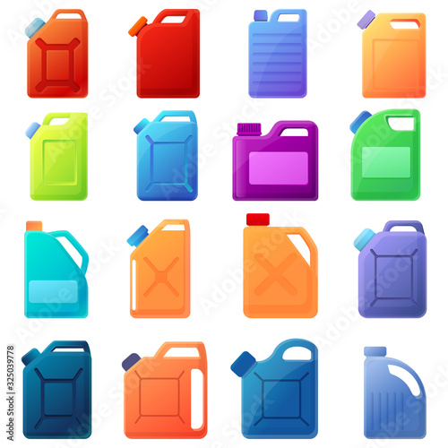 Canister icons set. Cartoon set of canister vector icons for web design