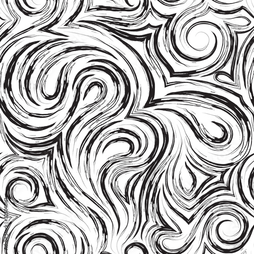 Abstract vector seamless pattern in black color from torn lines