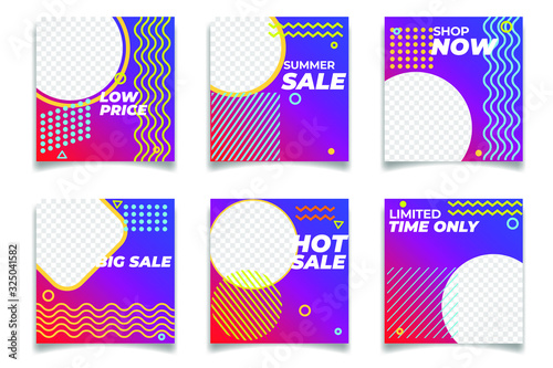 Business presentation template Social media pack. Set of modern square blog posts Editable simple info banner for app, web mail