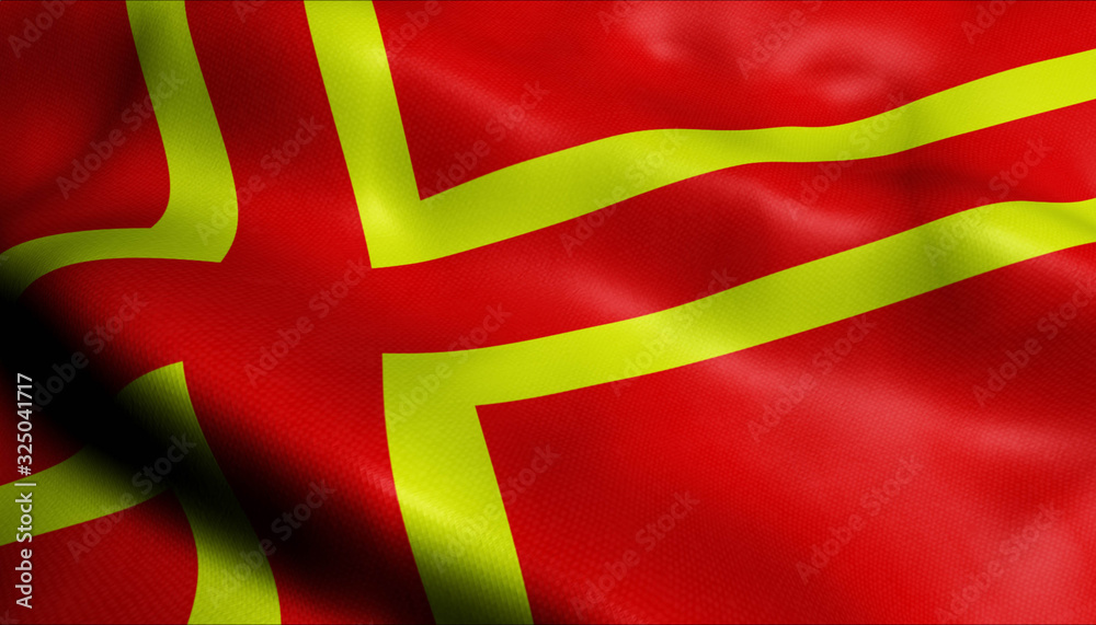 3D Waved France Region Coat of Arms Flag of Normandy