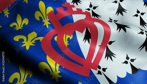 3D Waved France Region Coat of Arms Flag of Pays de la Loire
