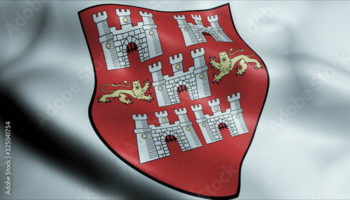 3D Waved United Kingdom City Flag of Winchester
