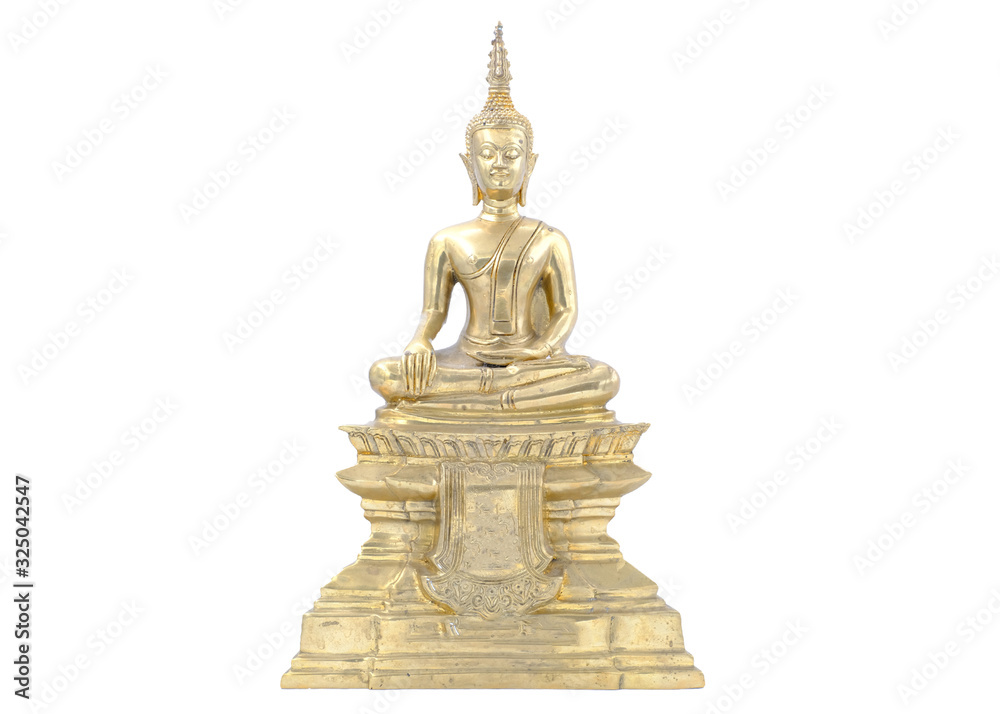 golden buddha statue isolated on white background