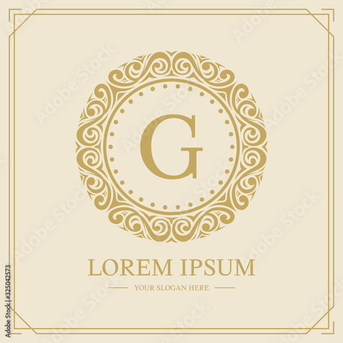Luxury monogram logo template, letter G logo design, vector illustration