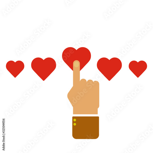 Consumer or customer rating, like, appreciate, review, satisfaction level, critic icon concept. Flat outline modern symbol on white background.