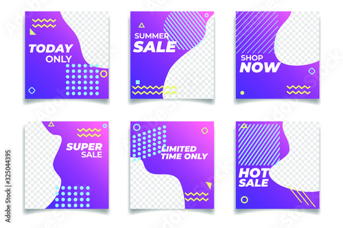 Business presentation template Social media pack. Set of modern square blog posts Editable simple info banner for app, web mail