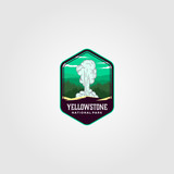 geyser eruption on yellowstone national park logo vector illustration design