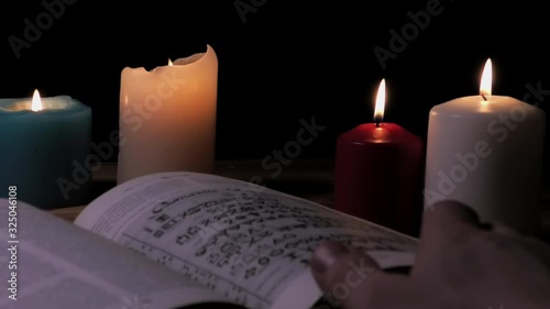 mystic book and candles