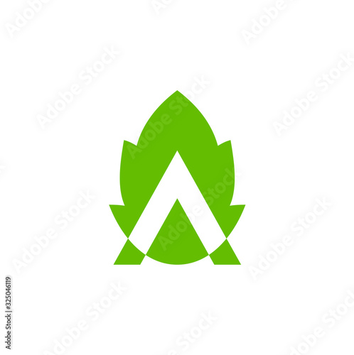 Initial Letter A With Leaf Logo Vector Illustration