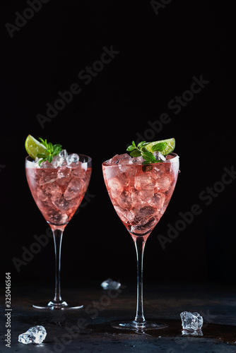 Summer cocktail with rose wine