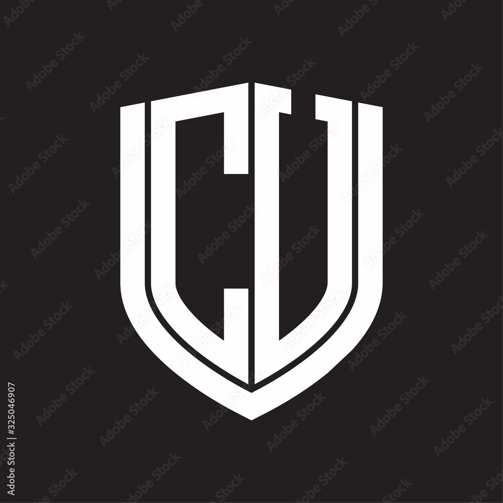 CU Logo monogram with emblem shield design isolated on black background CU Logo monogram with emblem shield design isolated on black background
