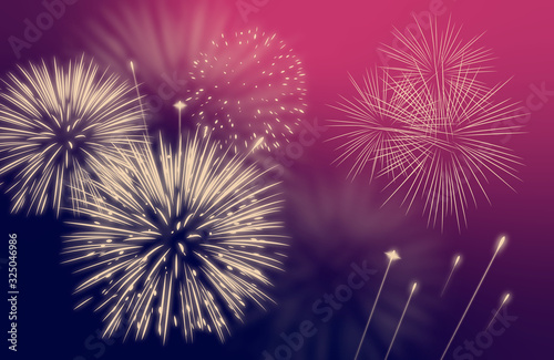 fireworks in a colored sky at silvester