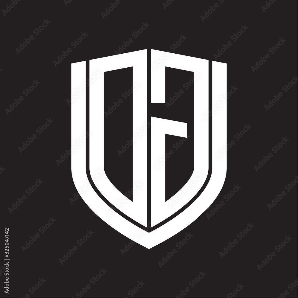 DG Logo monogram with emblem shield design isolated on black background DG Logo monogram with emblem shield design isolated on black background