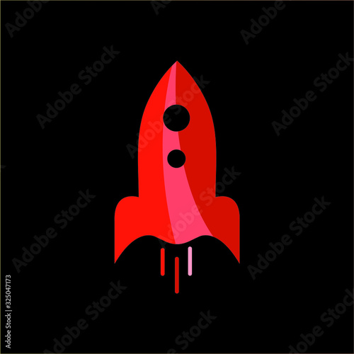 Space Rocket Flat icon design - VECTOR