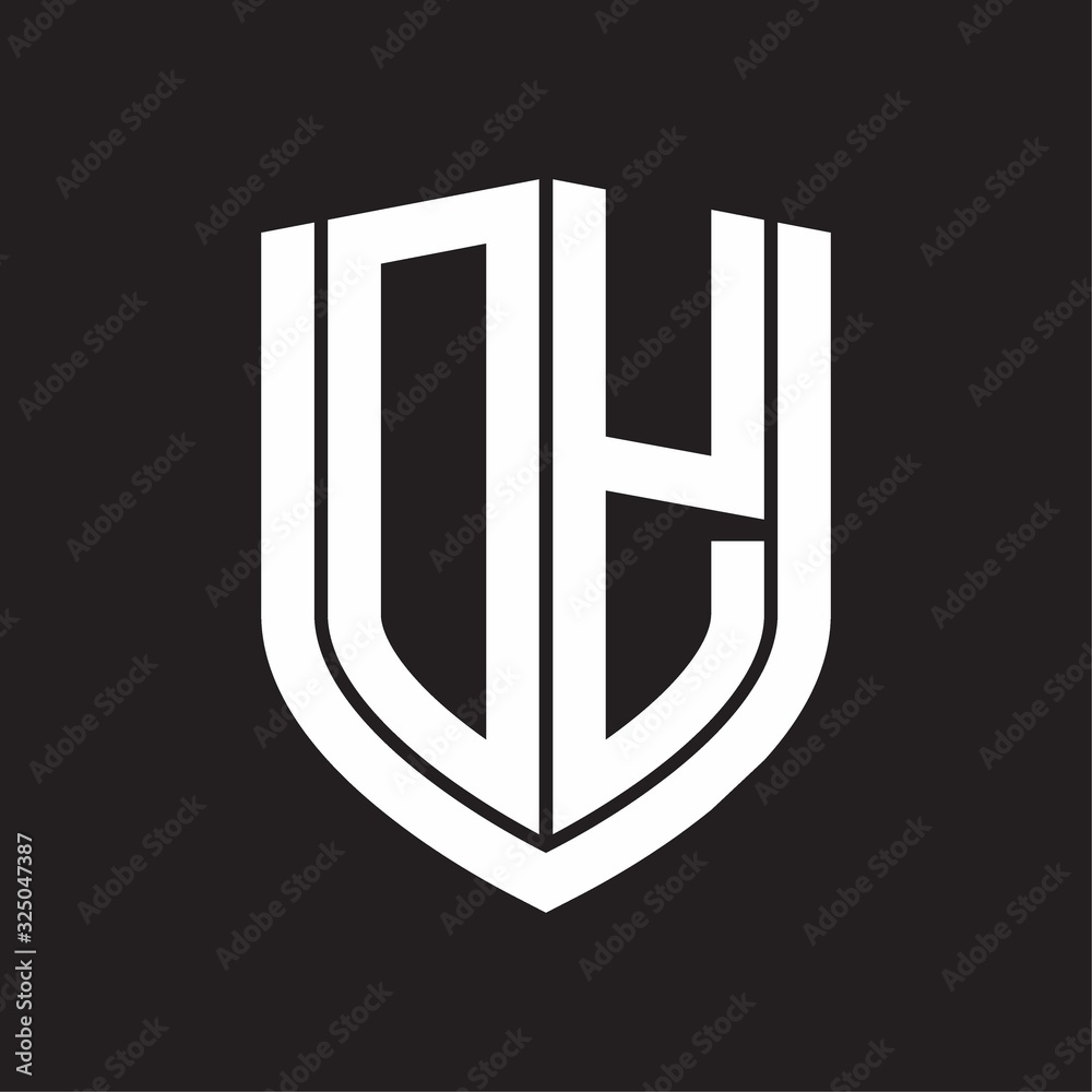 DY Logo monogram with emblem shield design isolated on black background DY Logo monogram with emblem shield design isolated on black background