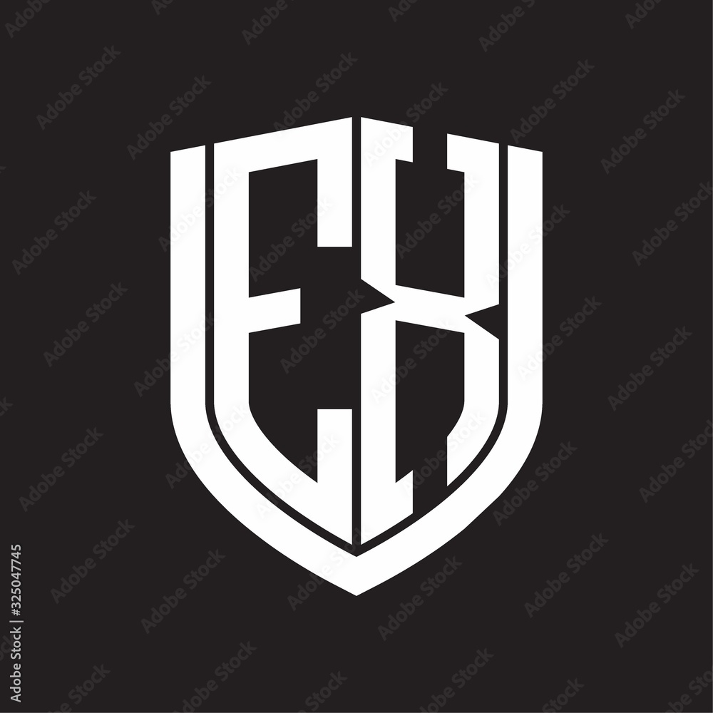 EX Logo monogram with emblem shield design isolated on black background EX Logo monogram with emblem shield design isolated on black background
