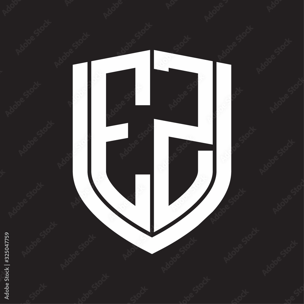 Fototapeta premium EZ Logo monogram with emblem shield design isolated on black background