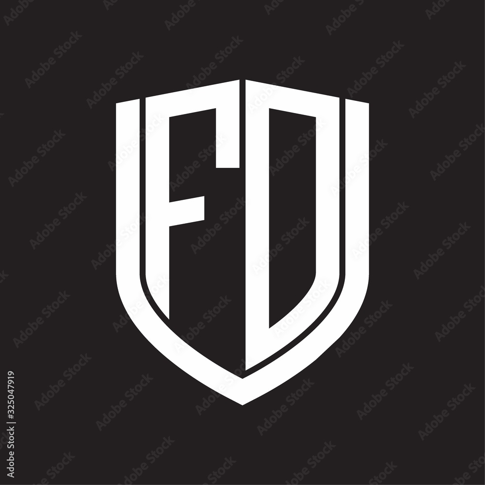 FD Logo monogram with emblem shield design isolated on black background FD Logo monogram with emblem shield design isolated on black background