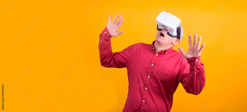 man watching with 3d virtual glasses man watching with 3d virtual glasses