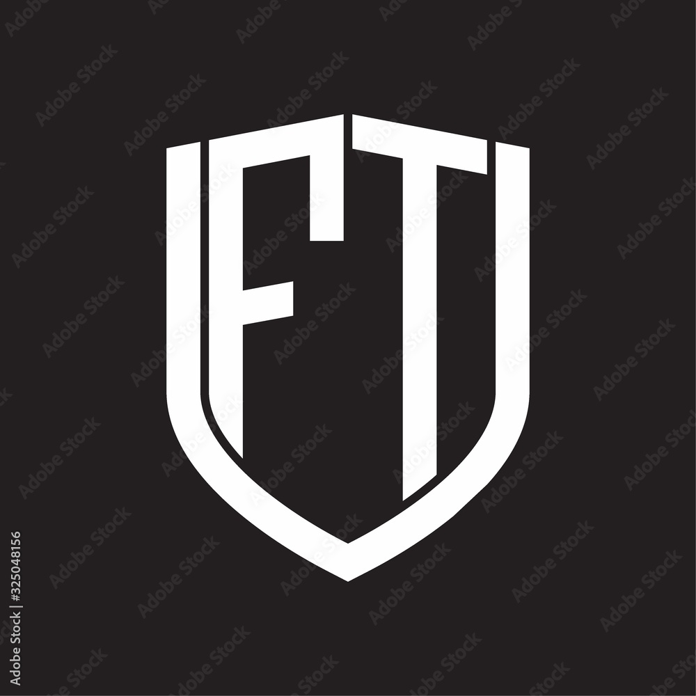 FT Logo monogram with emblem shield design isolated on black background FT Logo monogram with emblem shield design isolated on black background