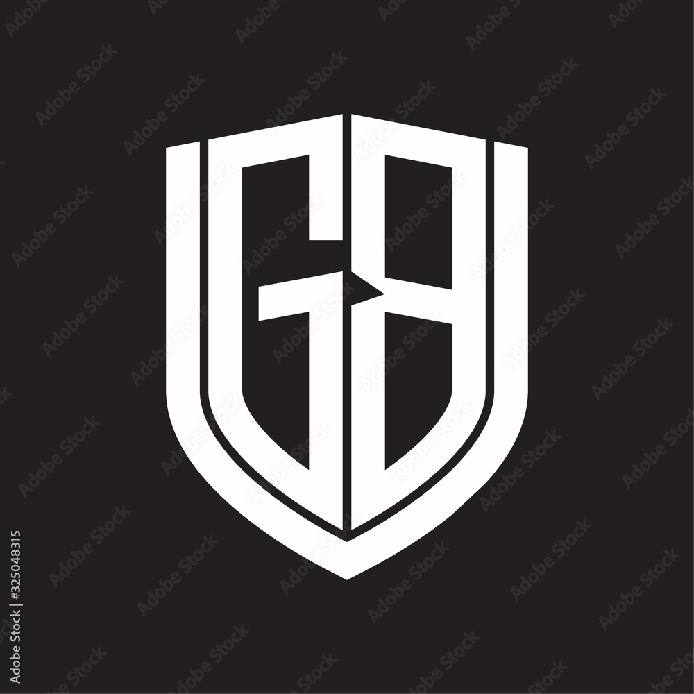 GB Logo monogram with emblem shield design isolated on black background GB Logo monogram with emblem shield design isolated on black background