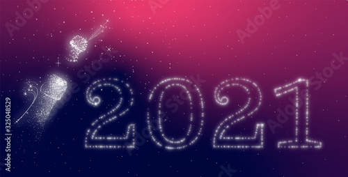 a silvester graphic with a champagne and stars