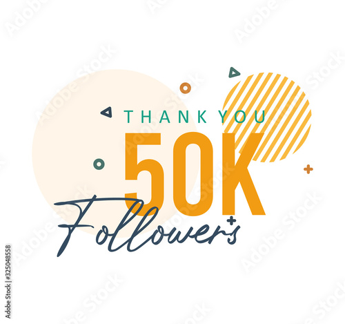 Set of numbers for Thanks followers design 50K