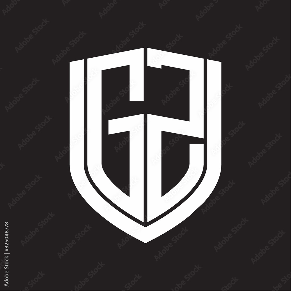 GZ Logo monogram with emblem shield design isolated on black background GZ Logo monogram with emblem shield design isolated on black background