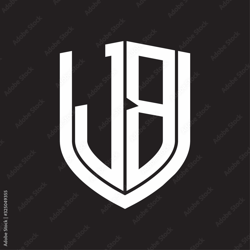 JB Logo monogram with emblem shield design isolated on black background JB Logo monogram with emblem shield design isolated on black background