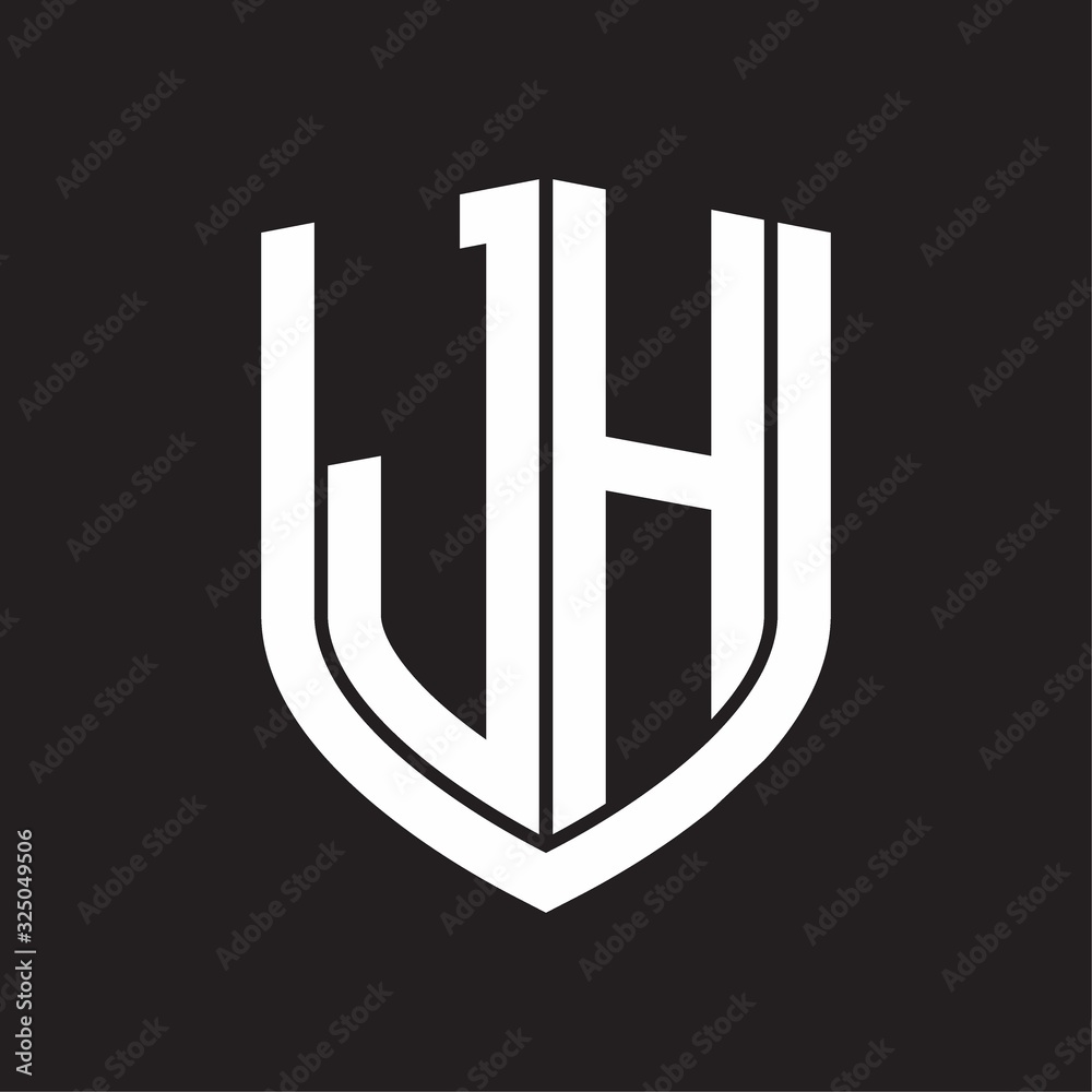 JH Logo monogram with emblem shield design isolated on black background JH Logo monogram with emblem shield design isolated on black background
