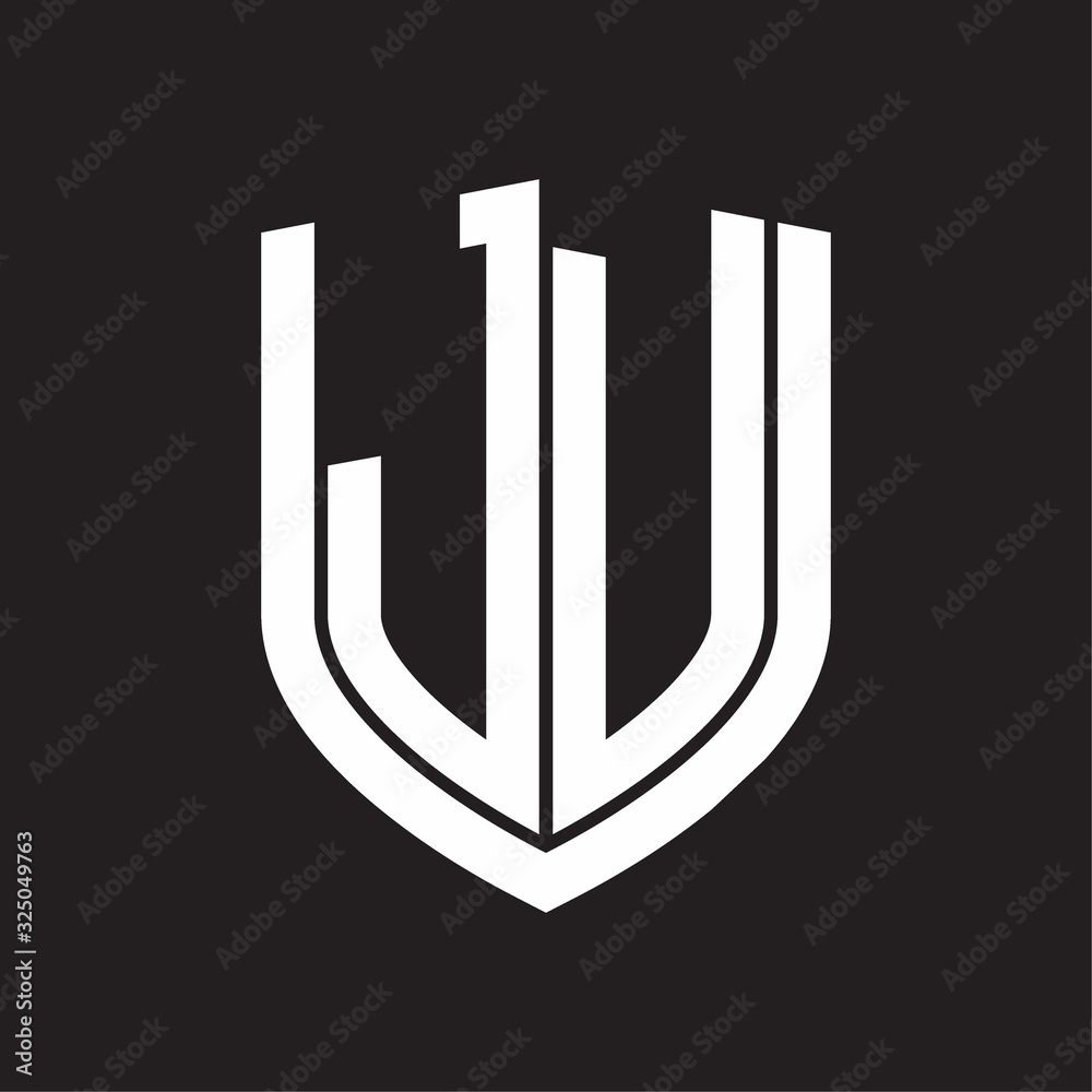 JV Logo monogram with emblem shield design isolated on black background JV Logo monogram with emblem shield design isolated on black background