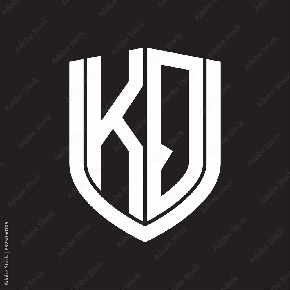 KQ Logo monogram with emblem shield design isolated on black background KQ Logo monogram with emblem shield design isolated on black background