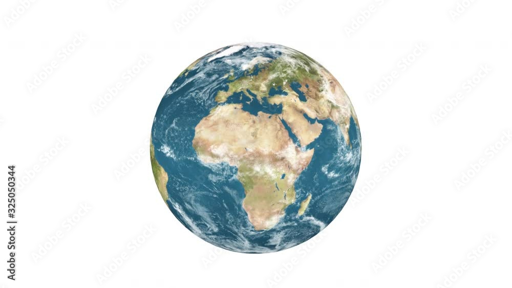 Terre qui tourne sur fond blanc
