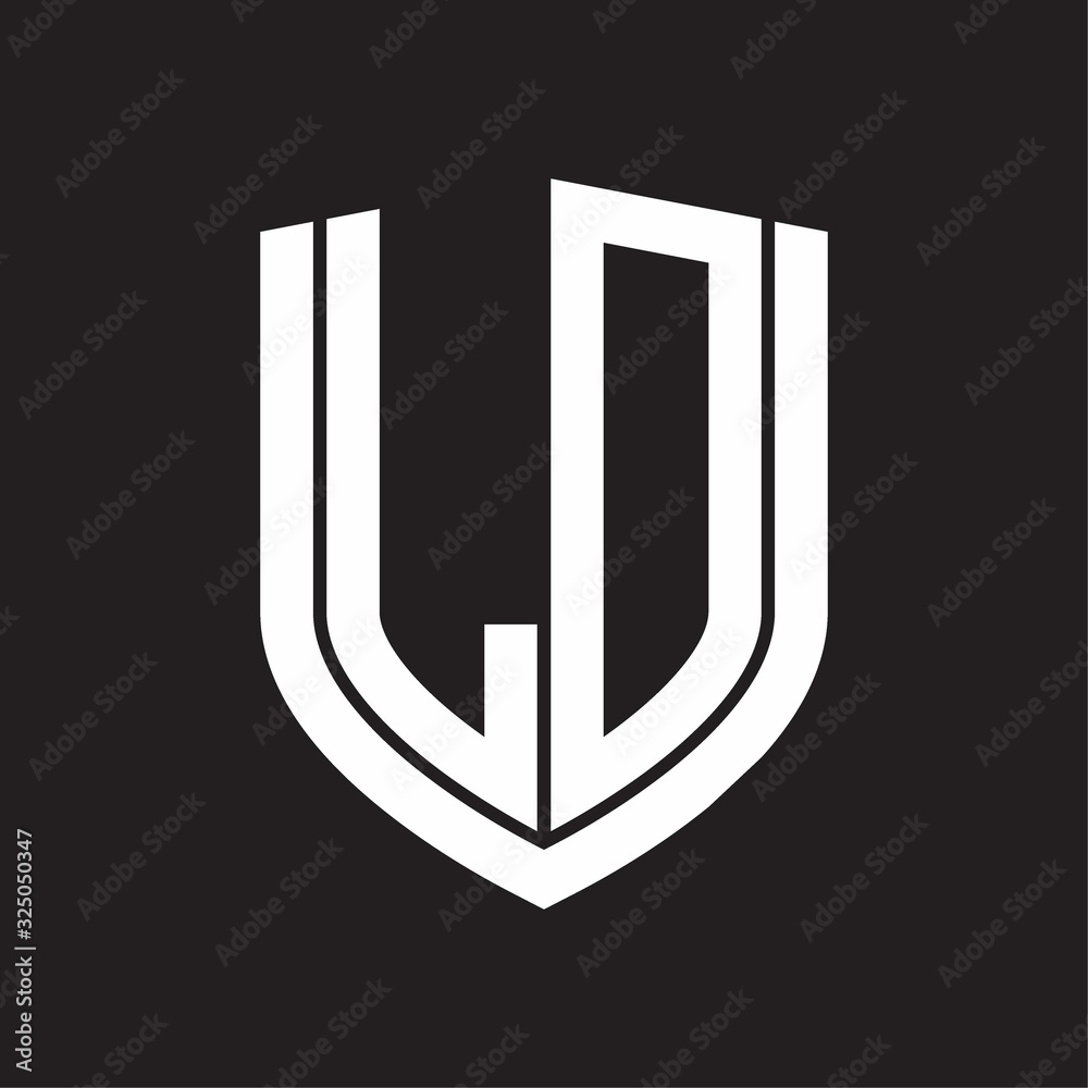 LD Logo monogram with emblem shield design isolated on black background LD Logo monogram with emblem shield design isolated on black background