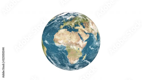 Terre qui tourne sur fond blanc