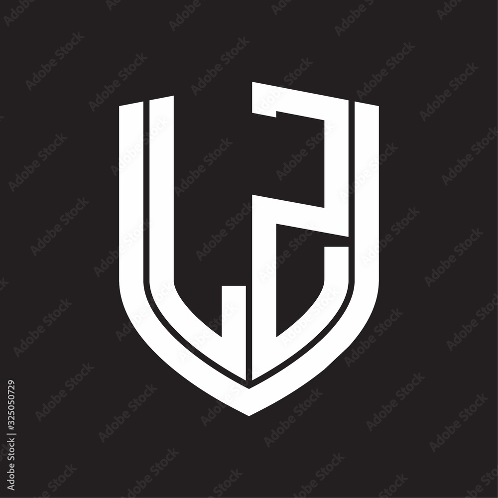 LZ Logo monogram with emblem shield design isolated on black background LZ Logo monogram with emblem shield design isolated on black background